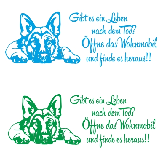 Schäferhund Gibt es ein Leben nach dem Tod Öffne das Wohnmobil Sticker Wohnmobil Auto Aufkleber WoMo502